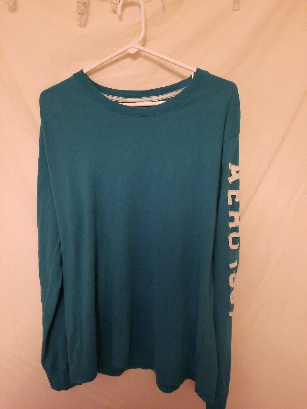 Men's Y2k Long Sleeve Teal Graphic Sleeve Top
